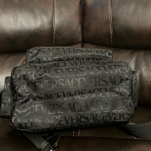“Versace” all over logo monogram print unisex large backpack NEW - Picture 12 of 14